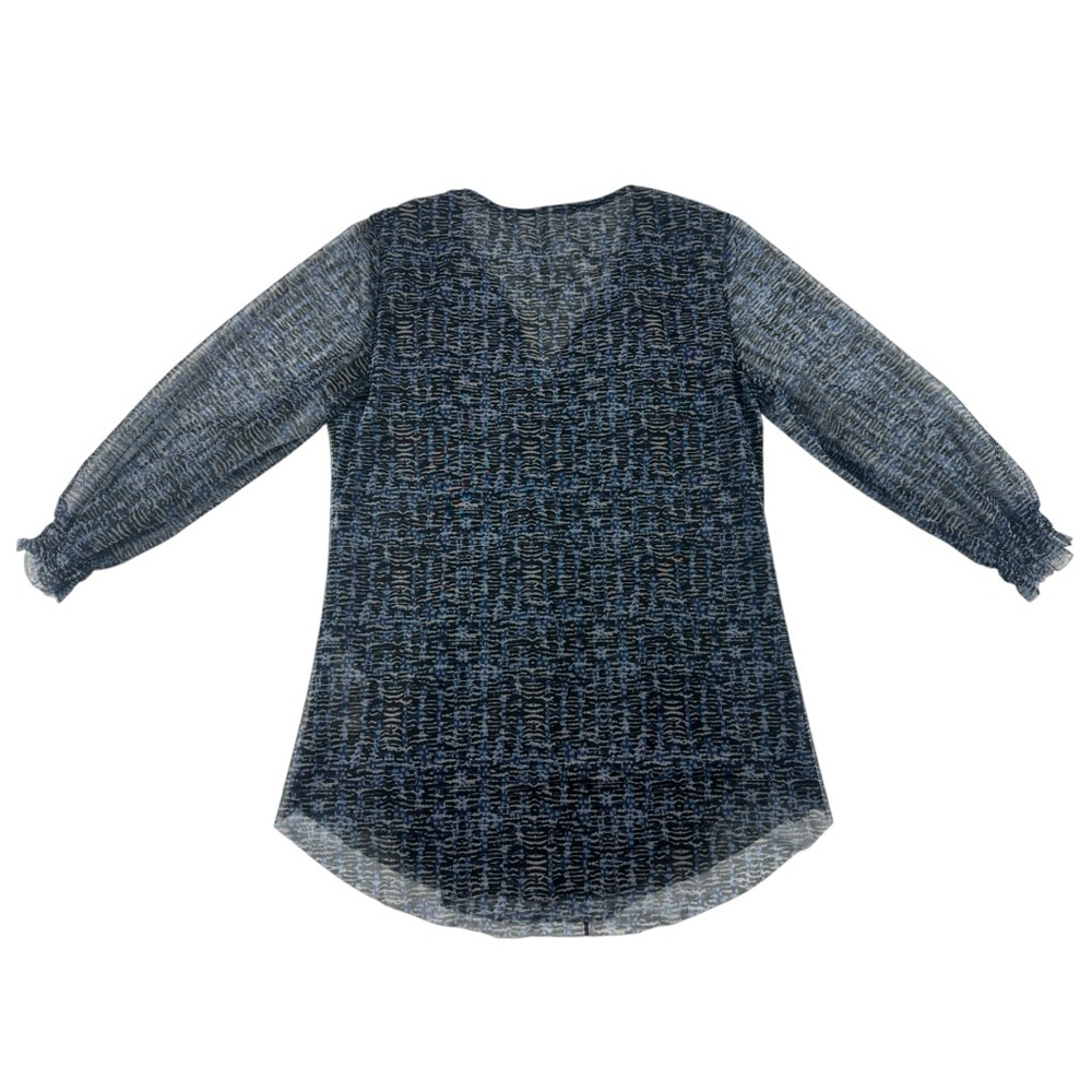 Women's By Anthropologie Gretchen Smocked V Neck Blouse, Size S, Blue - Picture 3 of 9